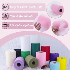 Pink Tulle Fabric Roll 6″ by 100 Yards 300 ft Soft Tulle Spool for DIY Crafti…