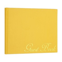 Elegant Guestbook, 9″x7″ PU Leather Wedding Guest Book, Lemon Yellow