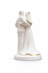 50th Wedding Anniversary Cake Topper Porcelain Couple Gold Heart Decor 5″