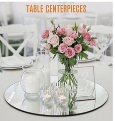 12PCS Round Mirror Tray for Table Centerpieces No Glass Acrylic 10inch/25cm