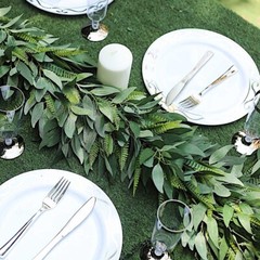 48-Inch long Light Frosted Green Artificial Willow Fern Fronds Leaves Garland