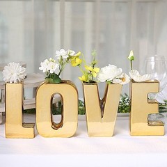GOLD 6″ Ceramic L Symbol Flower VASE Table Centerpiece Party Events Decorations