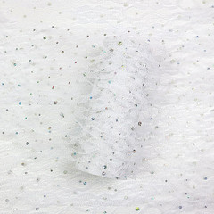Lace Sequin Glitter Tulle Rolls 6 Inch X 10 Yards (30 Feet) White for Table Runn
