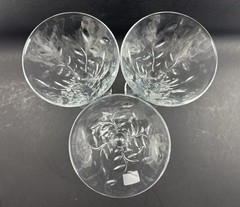 RCR Royal Crystal Glass Goblets LAURUS Glass Water Stickers Italy Set of 3 Vtg