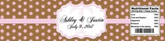 Kraft Paper and light Pink glitter dots Wedding Anniversary Water Bottle Labels