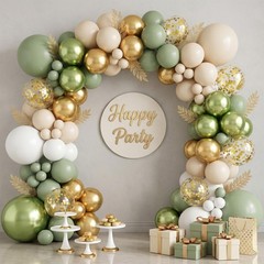 Sage Green Gold Balloons, 12 Inch 60 Pcs Metallic 12 Inch, White