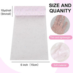 Light Pink Glitter Tulle Rolls 6 Inch by 10 Yards Sequin Tulle Fabric Ribbon for