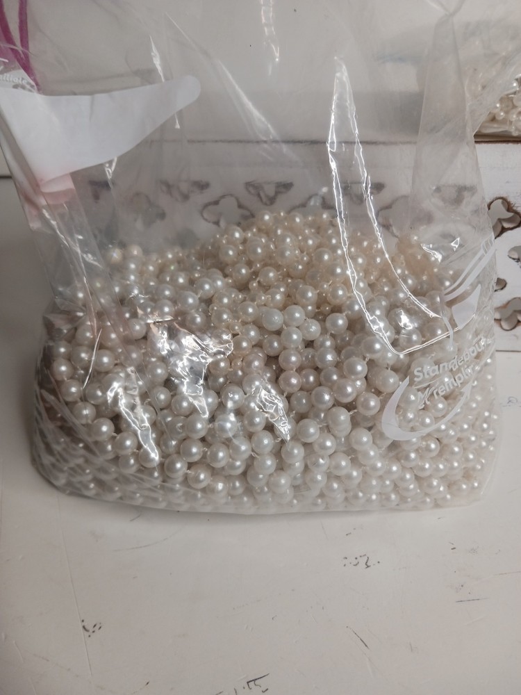 Huge Lot Ivory Pearl Garland Beads & Teardrop Pearl Trim Wedding Decor DIY…
