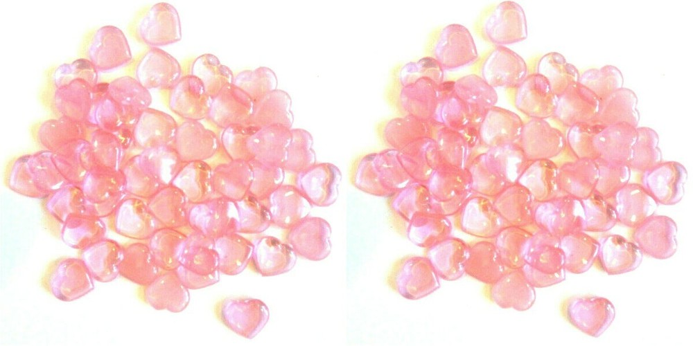 Valentine’s Acrylic 50 Heart Shape Gems Vase Filler Table Scatter ~Pink Set of 2