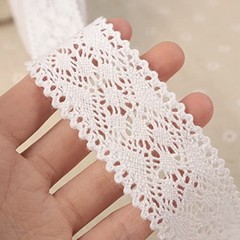 White Lace Ribbon 16 Yards Crochet Lace Trim Cotton Sewing for Crafts, Gift 1#