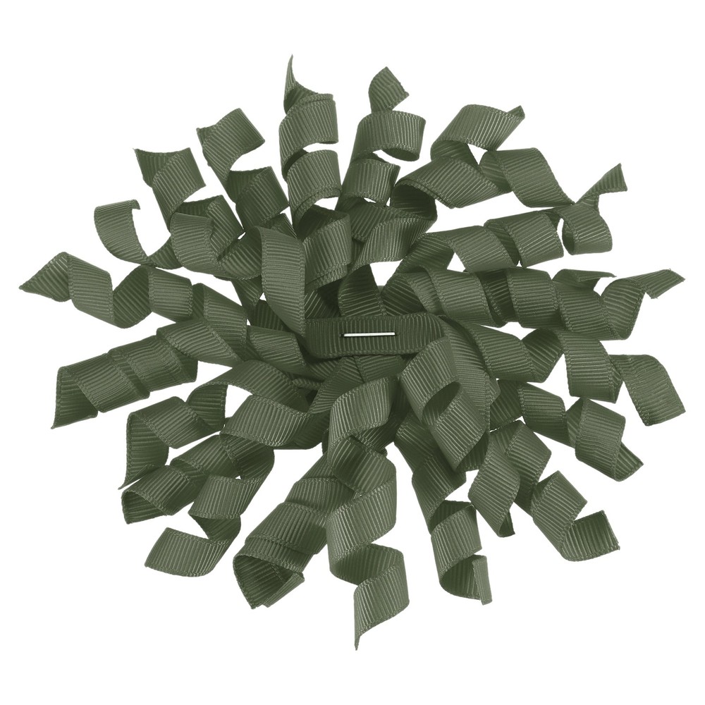 6 Pcs 4 Inch Grosgrain Curly Bows for Gift Wrapping Self-Adhesive Deep Green