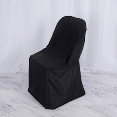 100 Black POLYESTER Folding Flat CHAIR COVERS Wedding Banquet Dinner Decorations