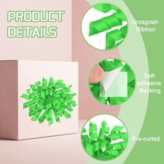 6 Piece Grosgrain Bows 4 Inch for Gift Light Green Grass