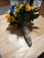 Bridesmaid flower bouquets. Artificial sunflowers and roses