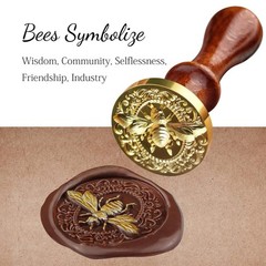 3D Bee Wax Seal Stamp, 0.98′ Brass Stamp Head with Wooden Handle for Invitations