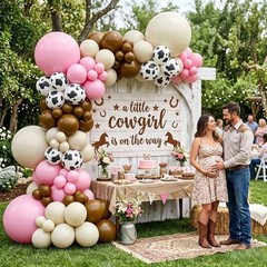 Cowgirl Balloon Arch Kit, Brown Pink Ivory White Cow Print Balloons with «Yee…