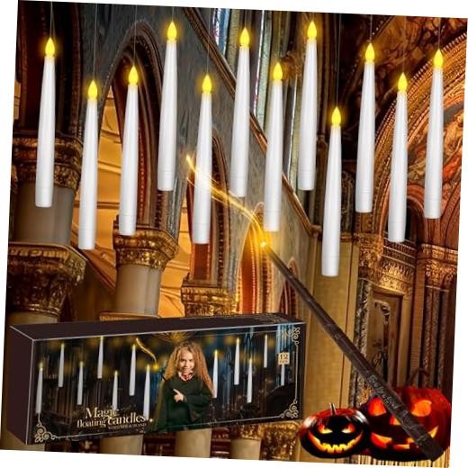 pcs Flameless Taper Candles with Remote, Dimmer, 3D Battery Operated Window 12