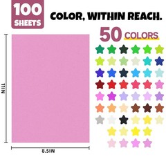 100 Sheets 8.5 x 11 Colored x 11 inches, Mix color 100Pcs