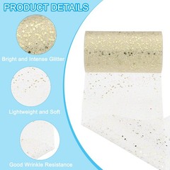 Tulle Fabric Rolls 6″ by 50 Yards Fabric Spool Tulle for DIY, Beige-gold
