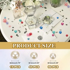 150 Pcs Pearl Bead for Vase Filler 20/14/10mm Floating Beads Beige
