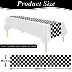 6 Pcs Black and White Checkered Table Runner 14 x 108 Inch Disposable Plastic…