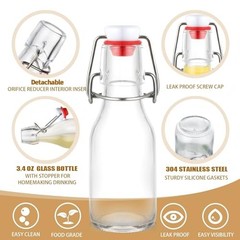 Sets Swing Top Glass Bottles Bulk with Lid Bag and Ribbon Clear Flip 3.4 oz 12