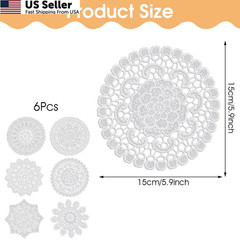 AOZUO 6PCS White Vintage Crochet Doilies, 6 Inch Round Lace 15cm/5.9in,