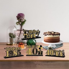 4 Pieces 40th Birthday Decorations Wooden Vintage 1985 Table Black Gold
