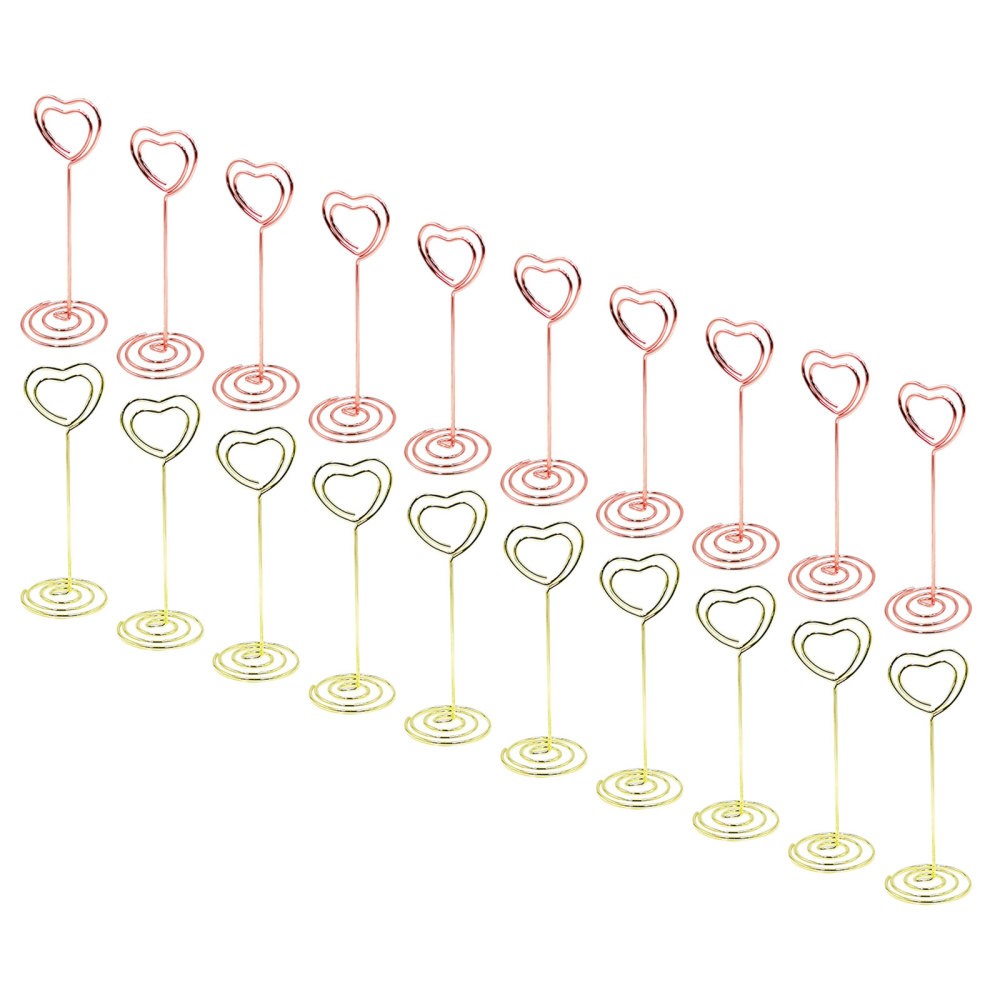 20Pcs Assorted Color Metal Table Number Holders with Heart Design for Memo Clips