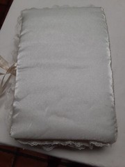 White Lace Satin Cloth Beaded Padded Wedding Photo Album Handmade VTG 15/10