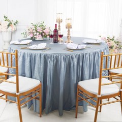 Wedding Linens Inc. 6 FT (72″) Round Crushed Crinkle Taffeta Tablecloths