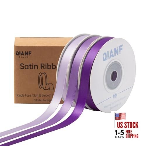 Purple Double Face Satin Ribbon 3/8 Inch x 45 3/8 Inch x 45 Yd Assorted Purple