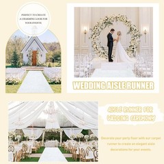 White Aisle Runner for Wedding Velvet Aisle Carpet 2FTx15FT Wedding Accessori…