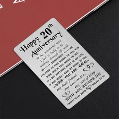 TANWIH Happy 20th Wedding Anniversary Card Gifts for Him Husband, 20 Year Ann…