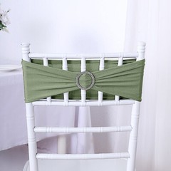 10 Eucalyptus Green Spandex CHAIR SASHES with Silver Round Buckles Wedding