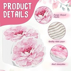 100 Pcs Floral Paper Napkins Flower Shape Cocktail Napkins Spring Peony