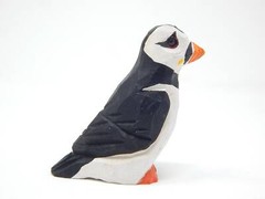 Puffin Cake Top Bride Groom Love Bird Winter Wedding Engage Carve Wood Statue