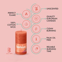 Bolsius 4 Pack Orange Rustic Pillar Candles – 2.75 X 5 Inches – Premium