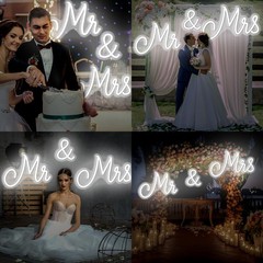 Kittmip Mr and Mrs Neon Sign for Wedding 36.81 x 10.24 Inch Neon Light LED