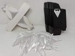 Wedding Favor Pack, 50 pieces EACH of Bride & Groom, Ribbons included, NIP