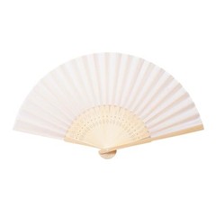 50pcs Cream-Coloured Imitated Silk Fabric Bamboo Folded Hand Fan Bridal