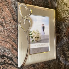 Picture Frame 4×6 with Hearts – Thoughtful Gift Idea for Weddings, 4X6 Silver