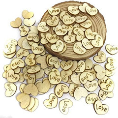 200Pcs Rustic Wooden Love Heart Wood Slices Crafts Wedding Table Scatter Decorat
