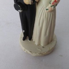 Vintage 1947 Wedding Cake Topper Coast Novelty Mfg Co. Hand Painted Bride &Groom
