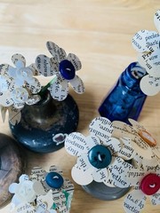 Vintage doorknob flower decorations-hand made-with vintage book pieces-wedding++