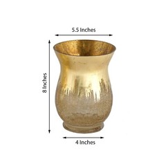 8 inches Gold Crackle Glass Candle Holders Vases Party Wedding Home Centerpieces