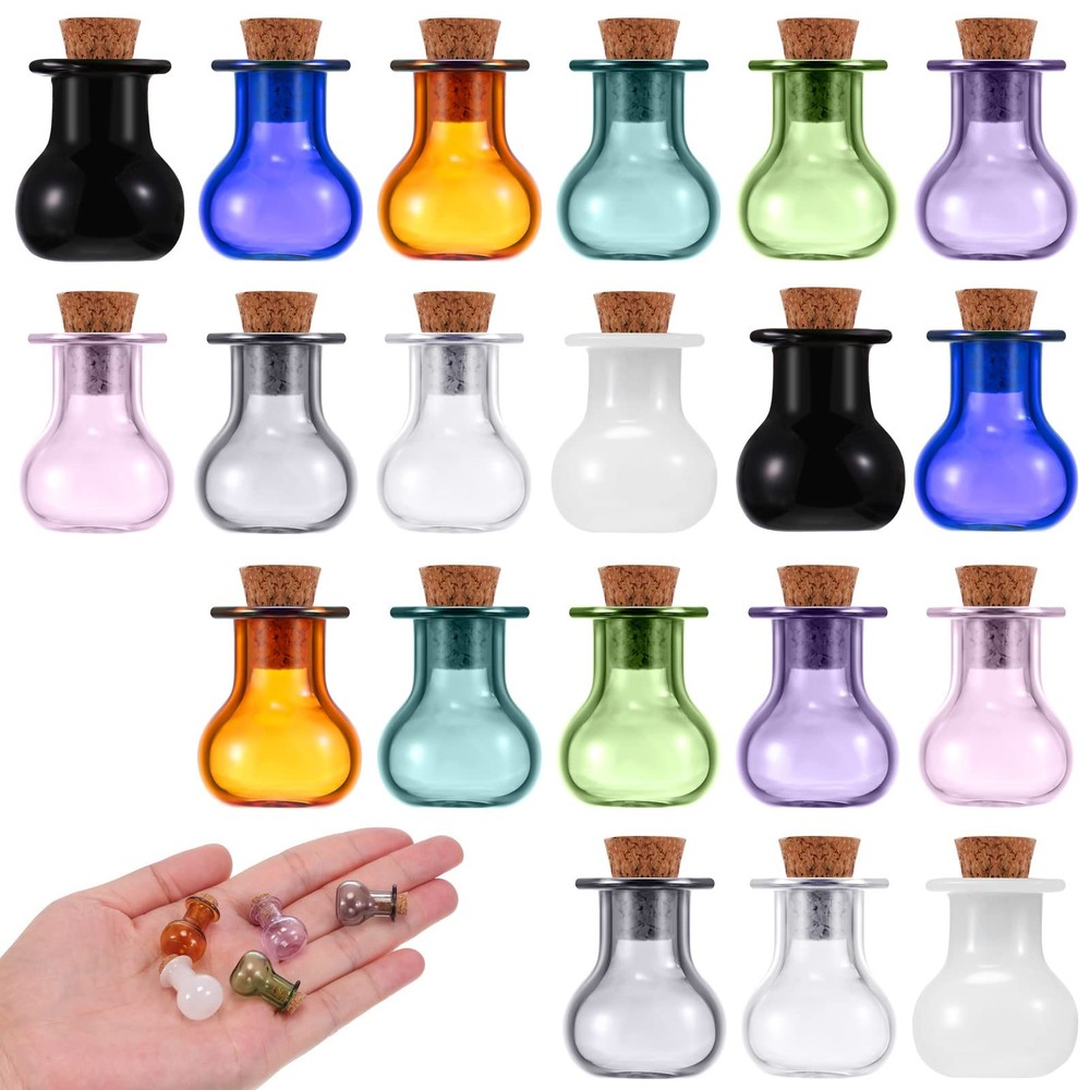 Perthlin 20 Pieces Tiny Spell Jars Mini Potion sphere style, Blue, Green