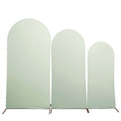 Set of 3 Sage Green Spandex Arch Covers Fitted Round Backdrop Stand Decor