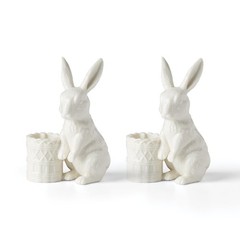 Lenox 897943 Wicker Creek Bunny Candle Holders, Set of 2, 2 Count, Ivory