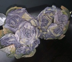 2 Artificial Vintage Dusty Blue Roses Wedding Bouquet Bridesmaid Home Decor
